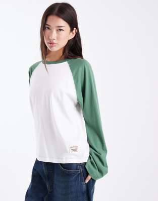 Collusion Circular Design Collection Boxy Raglan Long Sleeve T-shirt-multi In White