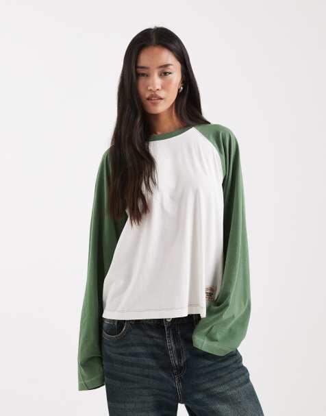 COLLUSION circular design collection boxy raglan long sleeve t-shirt