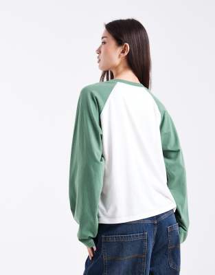 Collusion Circular Design Collection Boxy Raglan Long Sleeve T-shirt-multi In White