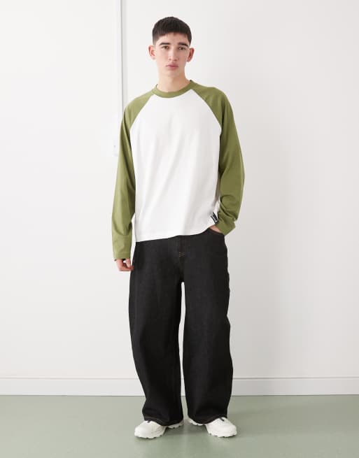 COLLUSION Circular Design Collection heavyweight raglan t-shirt in green, 2 of 5