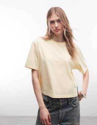 Collusion Circular Design Collection Heavyweight Tee In Yellow