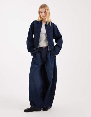 Circular Design Collection - Jean bouffant d'ensemble oversize à pinces - Brut délavé-Bleu marine W32