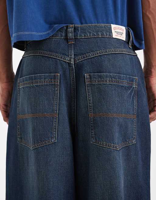 COLLUSION - Circular Design Collection - Jeans met XL ballonpijpen en donkere rinse wassing, 4 van 5
