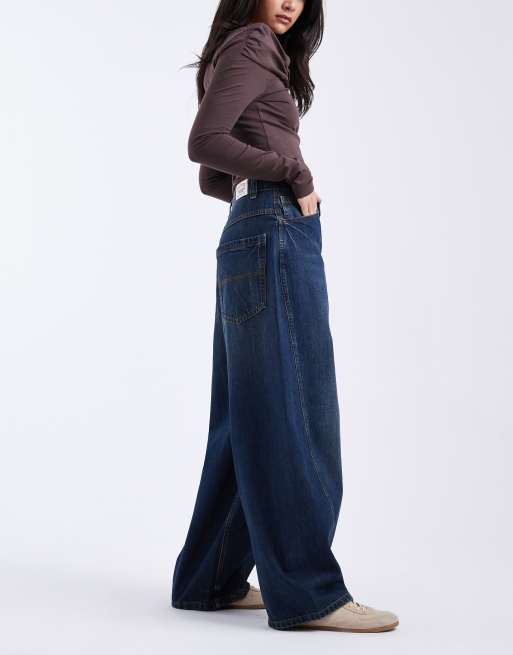 COLLUSION - Circular Design Collection - Jeans met XL ballonpijpen en donkere rinse wassing, 2 van 5
