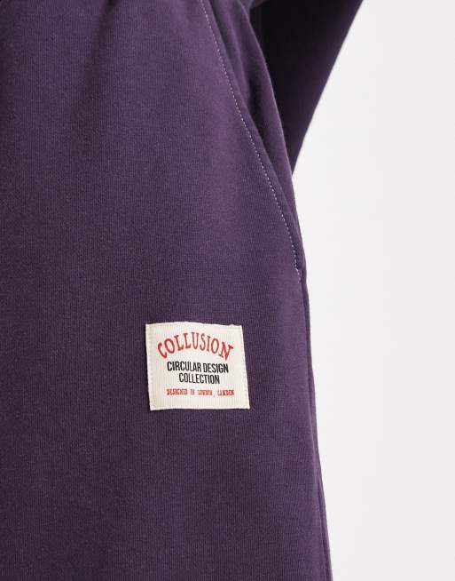 COLLUSION – Circular Design Collection – Mörklila, tvättade och kraftiga mjukisbyxor i oversized fit, 5 av 5