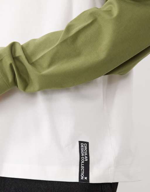 COLLUSION - Circular Design Collection - T-shirt pesante verde con maniche raglan, 5 di 5
