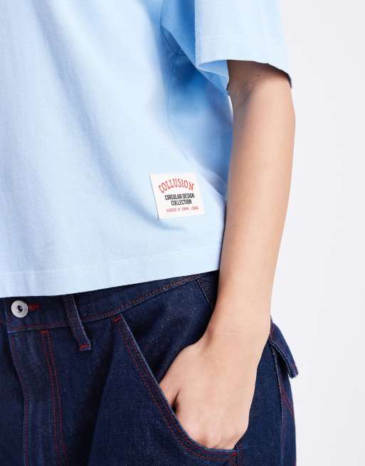 COLLUSION - Circular Design Collection - T-Shirt squadrata blu ghiaccio, 2 di 4