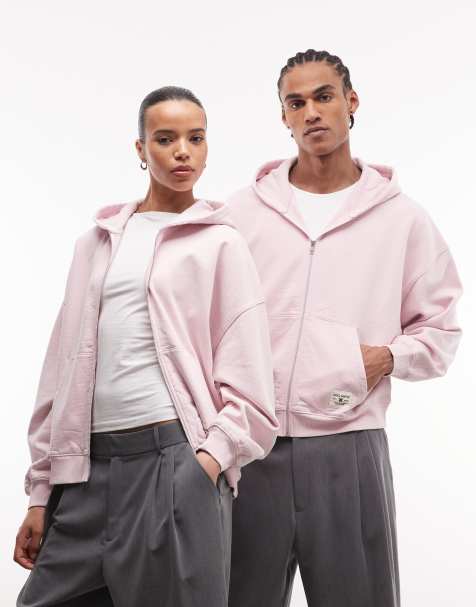 COLLUSION Circular Design Collection unisex heavyweight zip through hoodie in pink - view 1