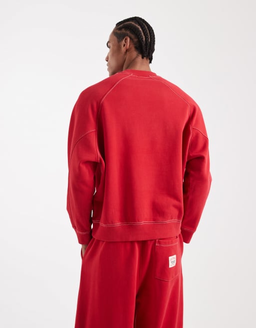 COLLUSION - Circular Design Collection - Vasket rød kraftig sweatshirt i firkantet pasform, 4 af 5