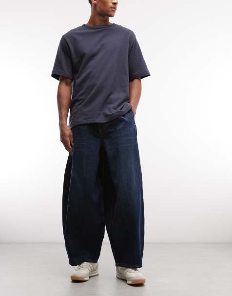 COLLUSION Circular Design Collection xl balloon jeans with pleats in rinse wash - NAVY - view 1
