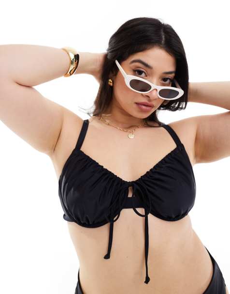 COLLUSION co-ord Plus underwire bikini top in black - view 1