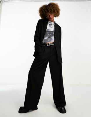 COLLUSION co-ord premium suit trousers in black pinstripe