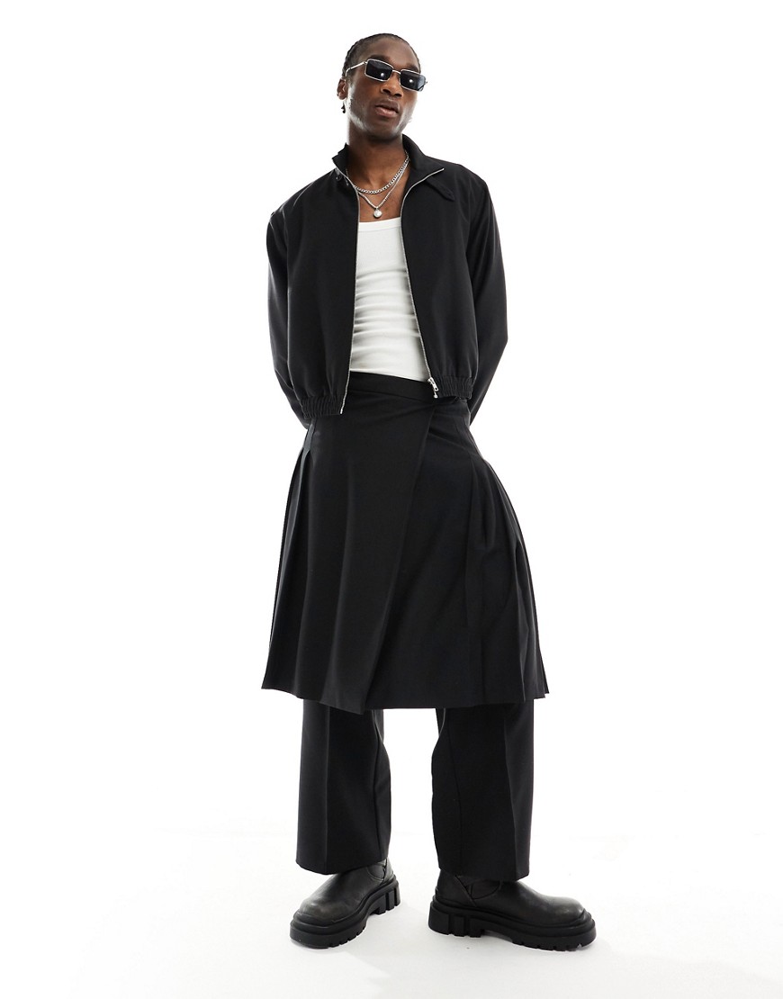 COLLUSION co-ord tailored layering kilt in black