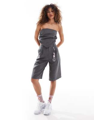 COLLUSION co-ord tailored relaxed knee length shorts-Grey