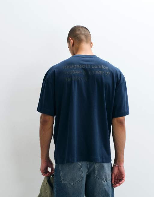 COLLUSION co-ordinates print t-shirt in navy with white print, 4 of 5