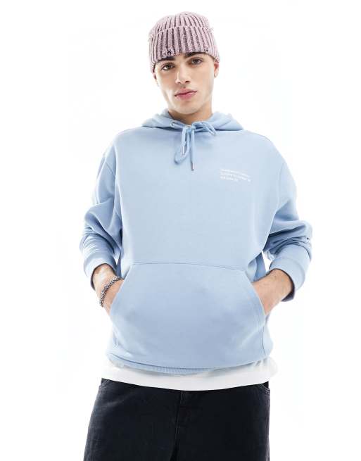COLLUSION co-ordinates t-shirt and hoodie in light blue
