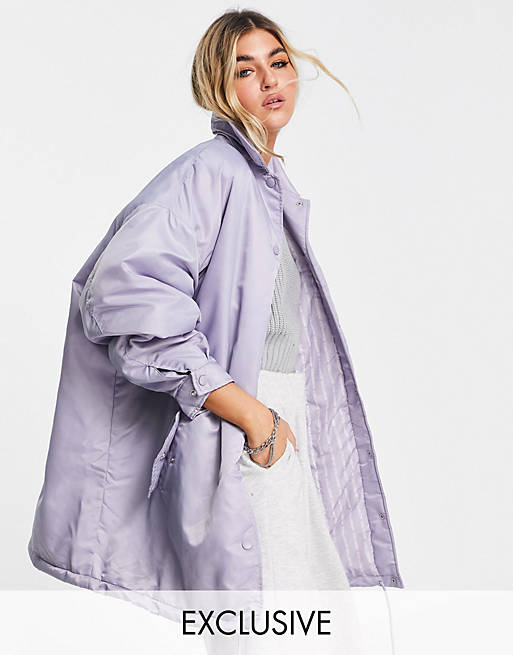 COLLUSION polyester oversized coat in lilac - MBLUE