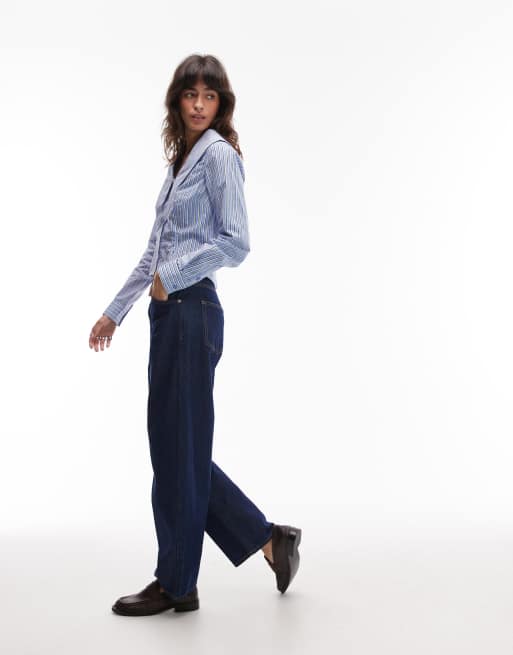 COLLUSION collared blouse in blue stripes