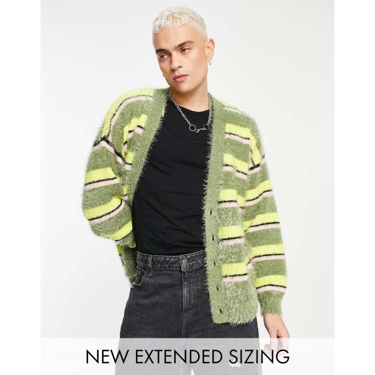 Shaggy cardigan multi coloured cheap