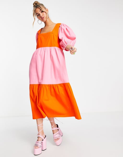 Asos red outlet and pink dress