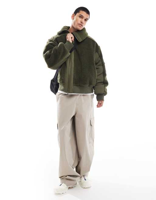 COLLUSION contrast fabric aviator in brown, 3 of 4