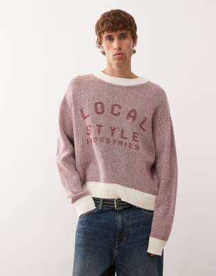 Collusion Contrast Red And White Knit Sweater