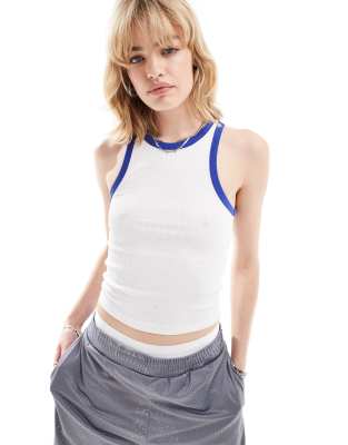 Collusion COLLUSION contrast rib vest in white