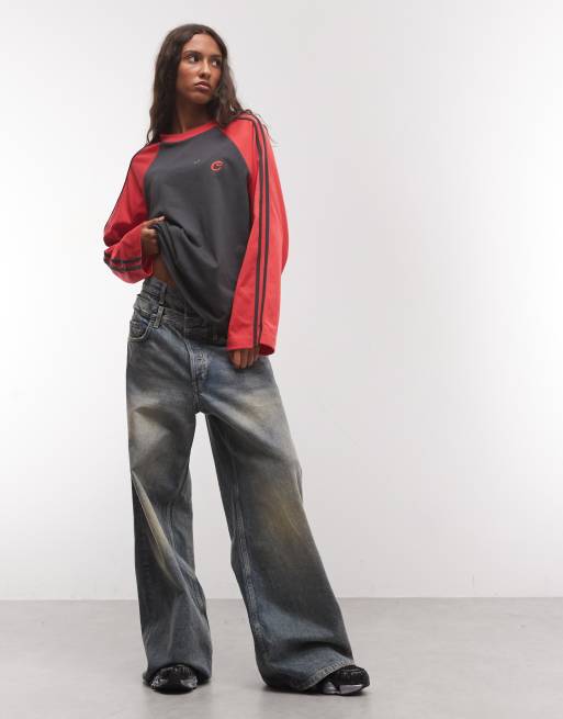 COLLUSION contrast sleeve raglan with side stripes, 2 of 4