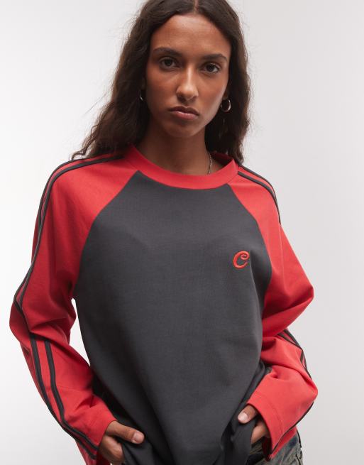 COLLUSION contrast sleeve raglan with side stripes, 4 of 4