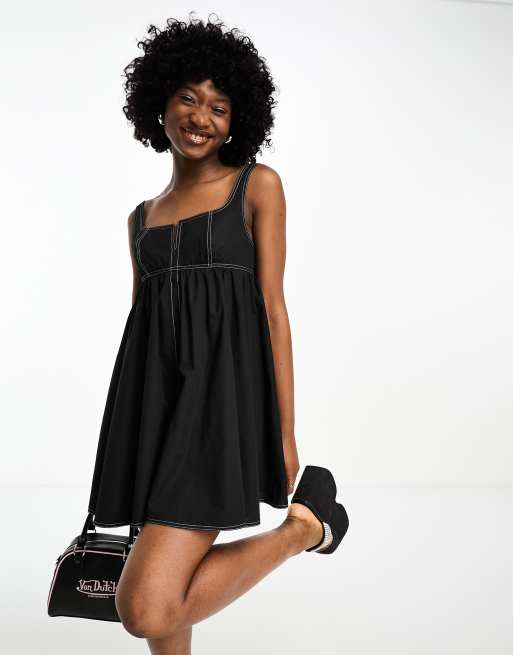 Black contrast hot sale stitch dress