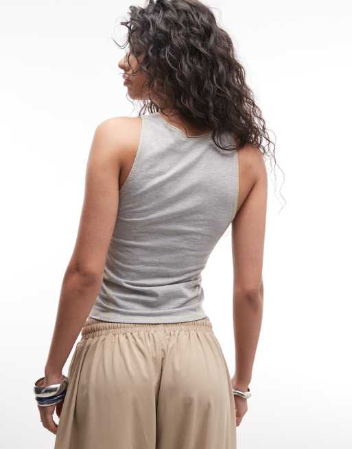 COLLUSION contrast stitch vest in grey marl, 4 of 4