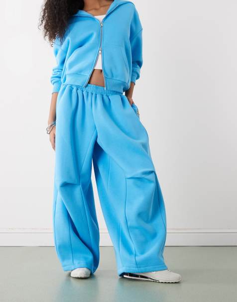 COLLUSION - Coordinato blu con felpa squadrata con cappuccio e zip e joggers a palloncino XL - view 1