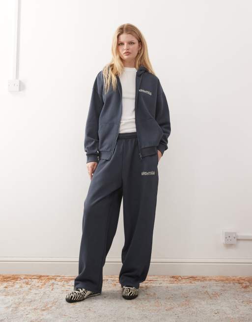 COLLUSION - Coordinato lavaggio vintage con felpa con cappuccio oversize e joggers ampi