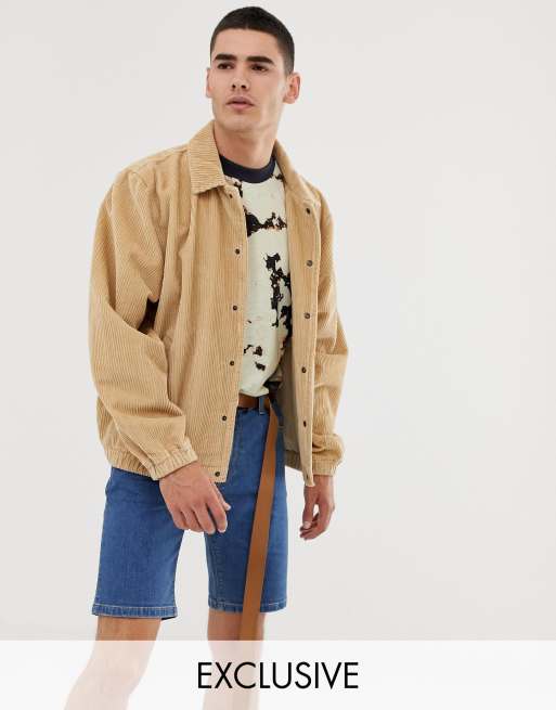 COLLUSION cord coach jacket in tan | ASOS