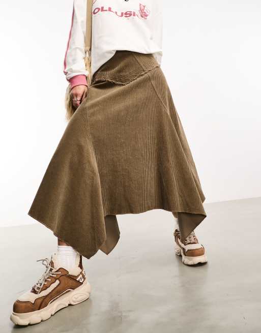 COLLUSION velvet pant / skirt in brown