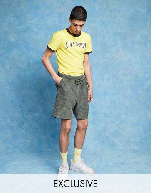 COLLUSION corduroy shorts in khaki