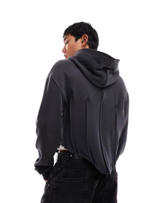 COLLUSION corset hoodie with logo in gray | ASOS