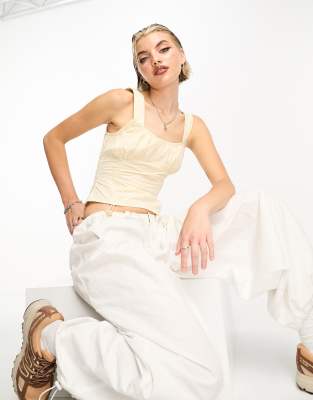 Collusion Corset Style Top In Yellow In Yellow
