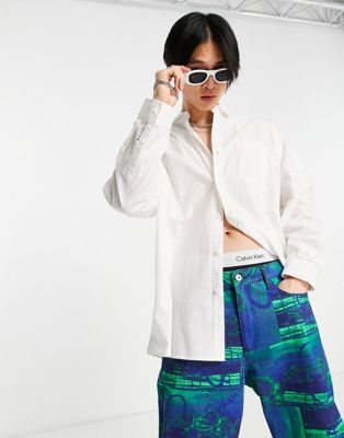 COLLUSION cotton drop shoulder oversized shirt in white - ASOS Price Checker