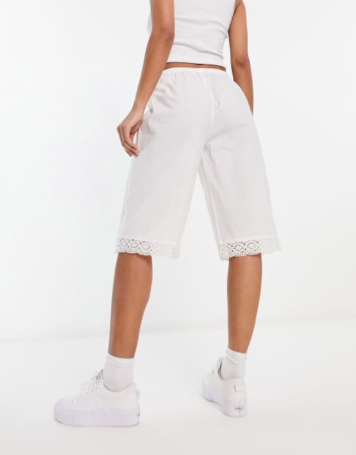 Grey shorts store with white trim