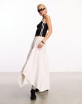 [Collusion] COLLUSION cotton poplin midi skirt with asymmetric hem in white L WHITE