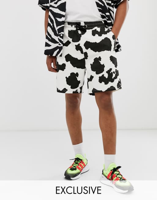 Cow print sale denim shorts