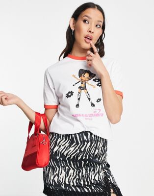COLLUSION cowgirl print boxy T-shirt in white