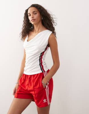 cowl neck cami top with sporty stripe detailing in white
