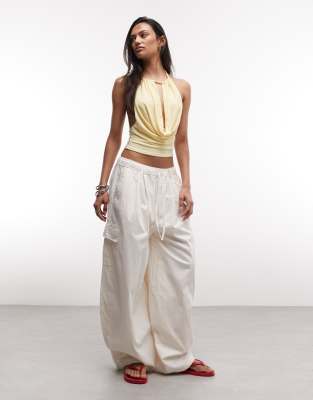 Collusion Cowl Neck Halter Top In Yellow