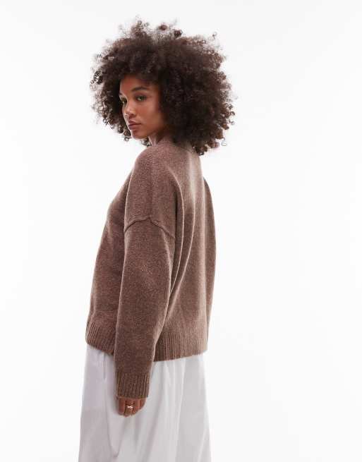 COLLUSION crew neck jumper in brown marl - BROWN, 4 of 4