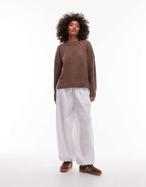 COLLUSION crew neck jumper in brown marl - view 1
