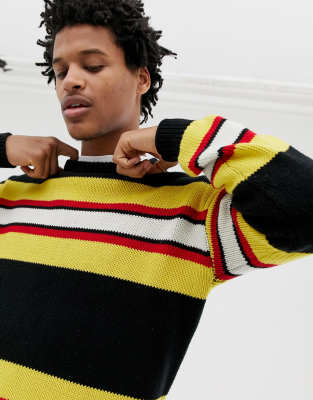 collusion crew neck jumper in stripe