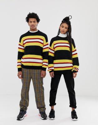 collusion crew neck jumper in stripe