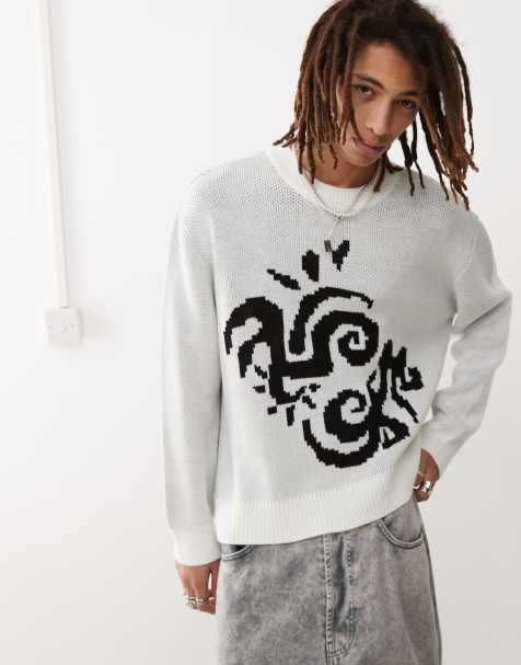 COLLUSION crew neck jumper with print in grey - view 1